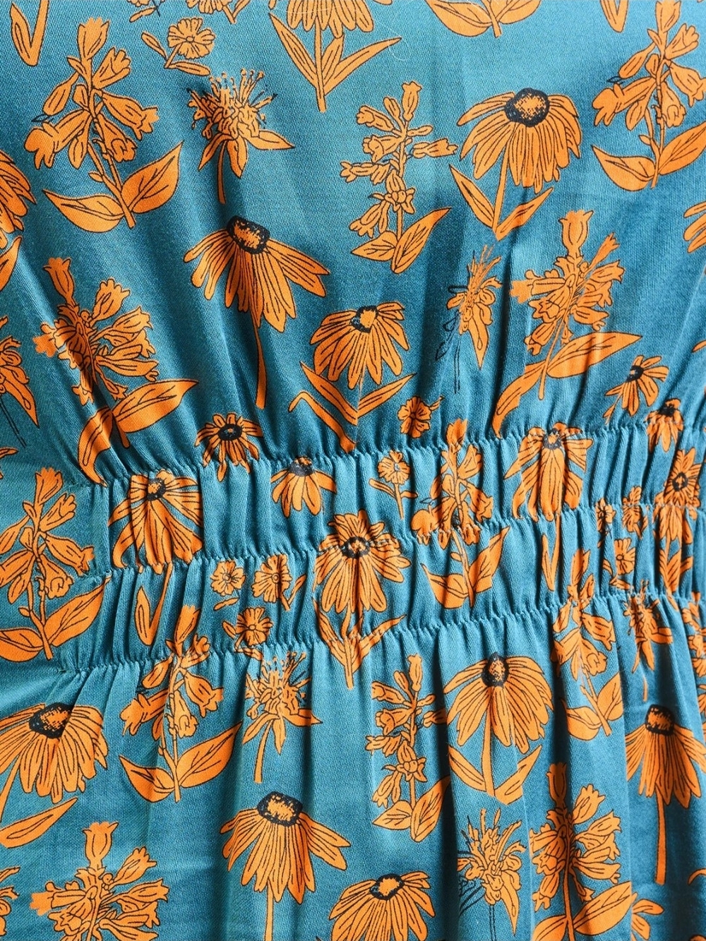 Mata Traders Teal Artsy Traveler Dress with Floral Print
